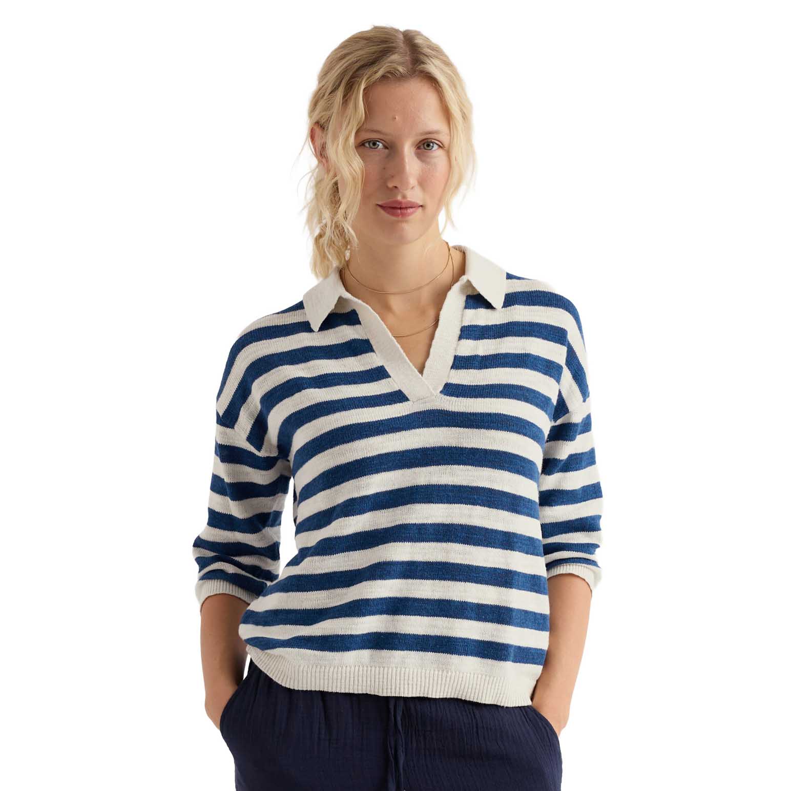 Seasalt Cornwall Gwynver Jumper Cornish Dark Voyage Chalk
